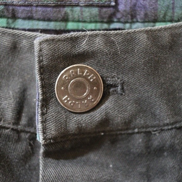 Vintage Ralph Ralph Lauren  Black Baggy Wide Leg Chino Jean's 10 90s y2k - Picture 4 of 16